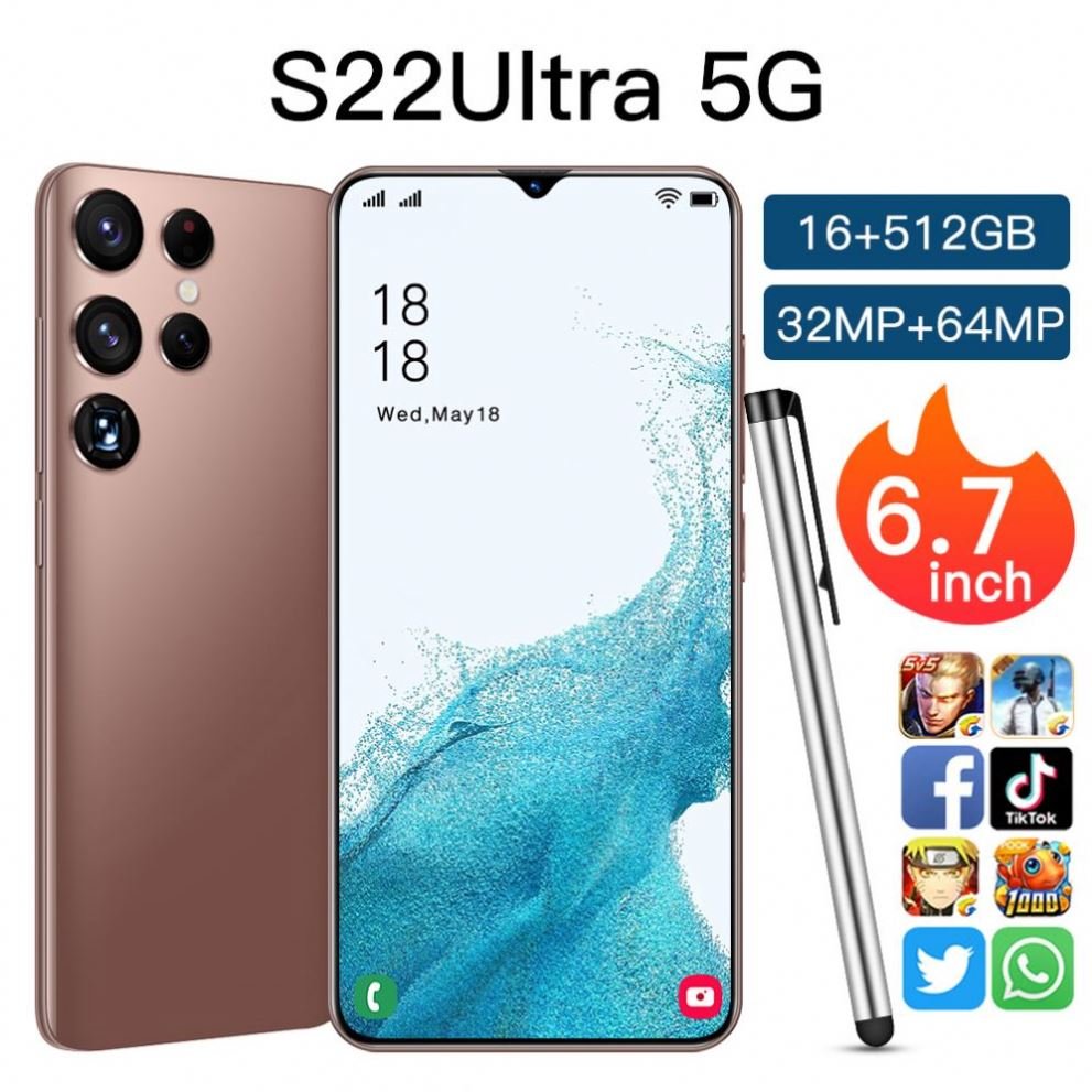 2022 Global Version 7.2" HD S22 Ultra Real New Unlock Phone 2MP+5MP 2+16GB MTK6580P 3G 3000mAh Android Smartphones